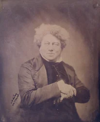 Portræt af Alexandre Dumas pere (1803-70) ca. 1850-60 (sepia fotografi)